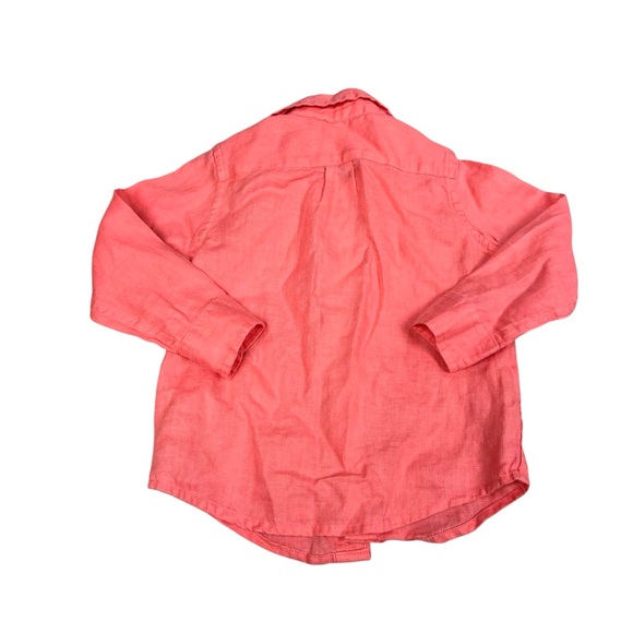 Janie and Jack Boys Shell Pink Linen Button Down Long Sleeve Shirt Size 18-24M - Picture 2 of 9